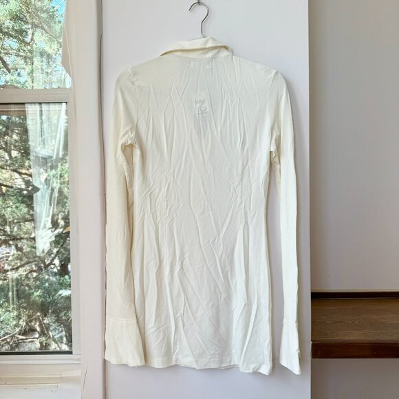 NWT Eterne Sloane Mini Jersey Shirt Dress Long Sleeve Matte Jersey Cream Small - Picture 6 of 8